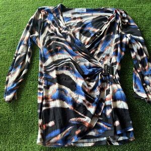Vintage Calvin Klein Black and White Wrap Blouse